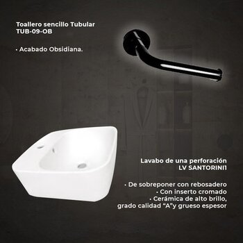 Paquete Griferia Obsidiana y Lavabo Helvex