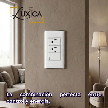PLACA 1 APAGADOR SENCILLO Y 2 CONTACTOS BLANCO LUXICA