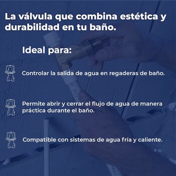 Válvula Empotrar Regadera Roscable Maneral Chapetón Cromo Rugo