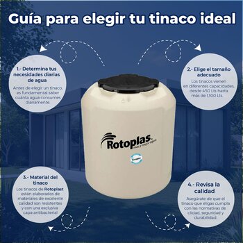 Tinaco Plus Beige 800 L C/Herrajes y Filtro 1.18 X 1.03