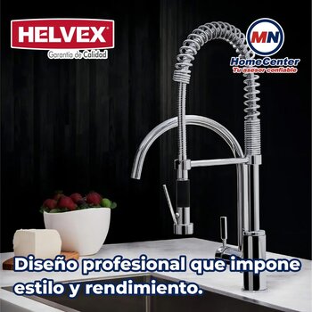 Llave Monomando Para Fregadero Doble Cabezal Helvex E-308