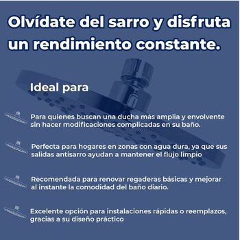 Regadera Redonda Antisarro de 8" Sin Brazo Hiroshima Rugo