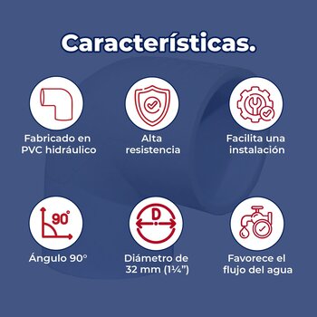 Codo PVC Hidráulico Cedula 40 90 x 32 mm