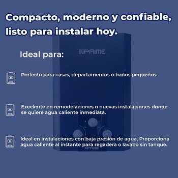 Calentador Paso 06 LTS Instantáneo Baja Presión GN Prime Negro