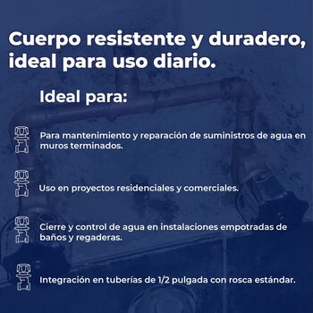 Llave Válvula Para Empotrar Rosca Chapetón Rugo 38IC