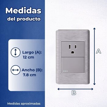 Placa Con 1 Apagador Sencillo y 1 Contacto Color Plata Luxica