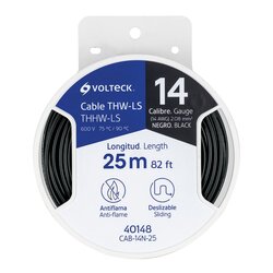 Cable THHW-LS 14 AWG negro 25m CAB14N25