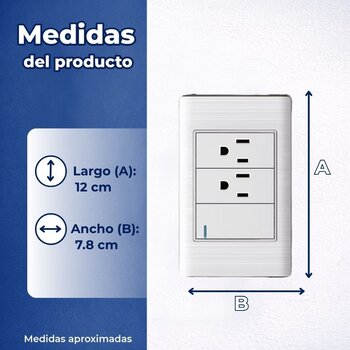 PLACA 1 APAGADOR SENCILLO Y 2 CONTACTOS BLANCO LUXICA