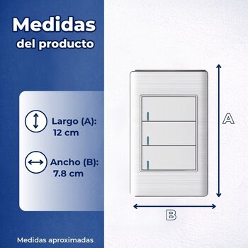 Placa Con 3 Apagadores Sencillos Color Blanco Luxica