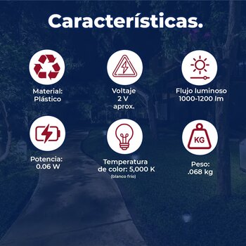 Luminario solar led jardin estaca recargable 5000K walk negro