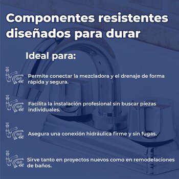 Paquete Instalación de Lavabo Rugo 7 piezas