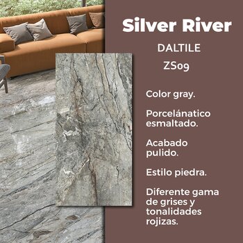 Piso Silver River Gray Daltile Rectificado 80x160 cm ZS09
