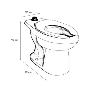 Taza de Baño Fluxómetro Alargada Helvex Altura Confort TZF NAO17