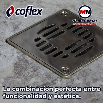Coladera Cuadrada de Abs con Rejilla de Acero Inoxidable Coflex