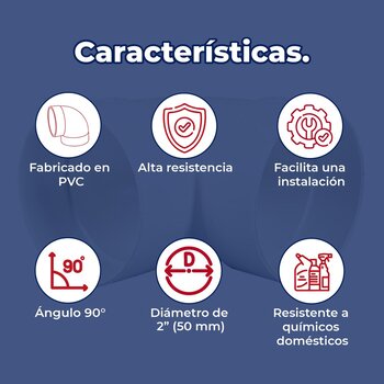 Codo PVC Sanitario 2 90 Grados 50 mm