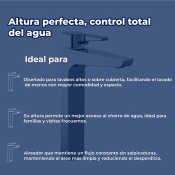 Llave Monomando alto Para lavabo Helvex Lusitania LUS-101