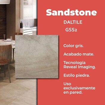 Piso Tipo Piedra Sandstone Gris Daltile 60.5 x 60.5 cm