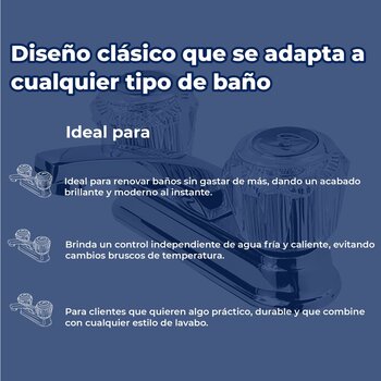 Llave Mezcladora para Lavabo 4” cierre de compresión Rugo