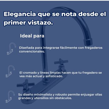 Llave Mezcladora 8" al Piso Para Fregadero Con Cubierta Rugo 8BM