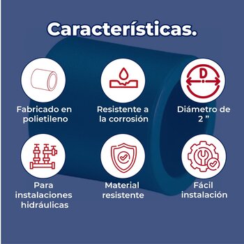 Cople Tuboplus 2 pulgada Rotoplas para Instalaciones Hidráulicas