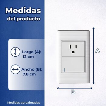 Placa Con 1 Apagador Sencillo y 1 Contacto Color Blanco Luxica
