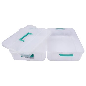 Caja con Clip Doble Espacio Plástica 36X27X19cm Transparente