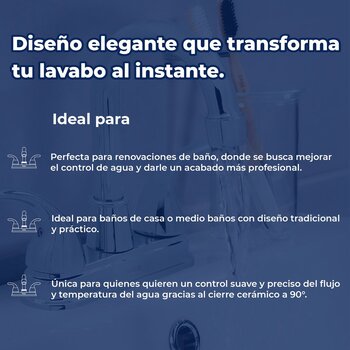 Llave Mezcladora para Lavabo 4” cierre 90° Rugo Maneral Géminis