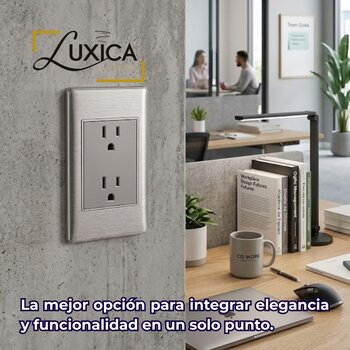 Placa de Contacto Duplex Color Plata Luxica