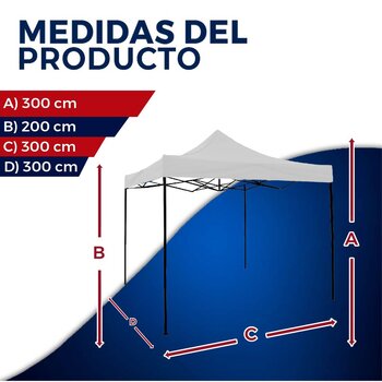 Toldo Reforzado 3X3 Poliester y pvc estructura metalica blanco