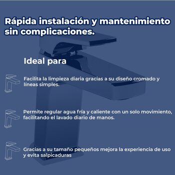 Llave Monomando Para Lavabo Bajo Helvex Linea Quadratta