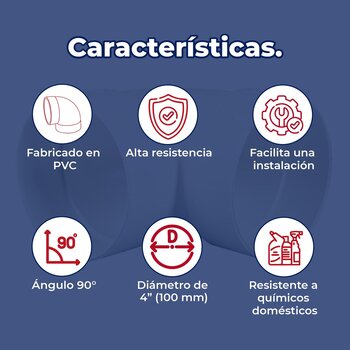 Codo PVC Sanitario 4 90 Grados 100 mm