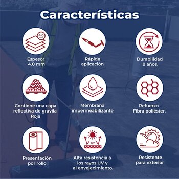 Imper prefabricado APP Sikashield 4.0mm F PL gravilla roja