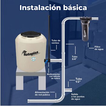 Tinaco Plus Beige 800 L C/Herrajes y Filtro 1.18 X 1.03
