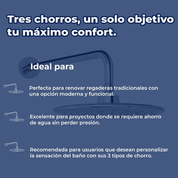 Regadera Redonda Multichorro 10 pulg Cromo Helvex H-3302
