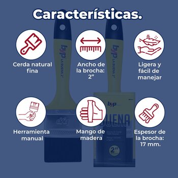 Brocha Byp de cerda natural La Buena 2” pulgadas