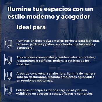 Luminario de sobreponer en Muro Tower Luz Cálida Estevez