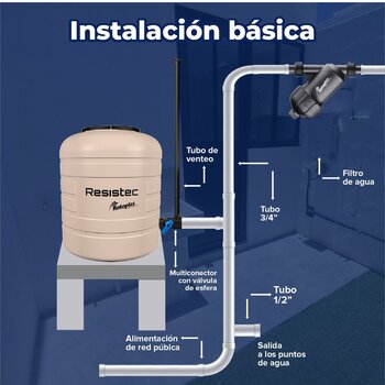 Tinaco Multicapa Beige Resistec Rotoplas 450 LTS