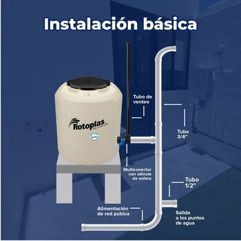 Tinaco Rotoplas Plus Beige 1100 L C/Herrajes S/Filtro 1.25X1.15