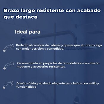 Brazo y Chapetón para Regadera de 39 cm de longitud Rugo 45BRA