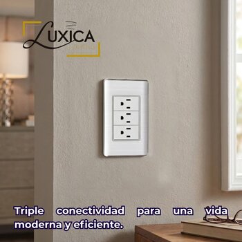 Placa de 3 Contactos Color Blanco Luxica