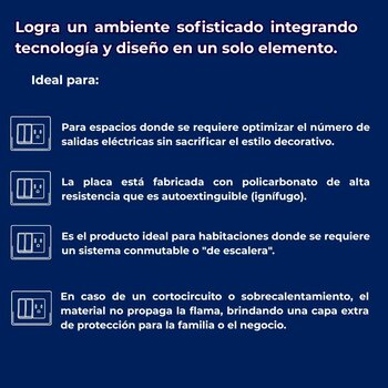 Placa Con 2 Apagadores y 1 Contacto Plata Luxica