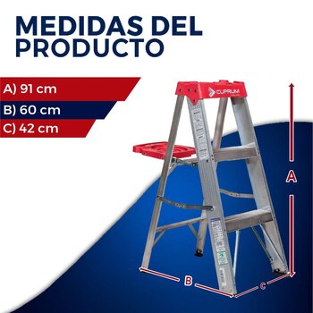 Escalera Tijera Aluminio 2 Peldaños 150 KG