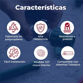 Conector Tuboplus Rotoplas Rosca Interior 1/2 x 1/2 pulgada