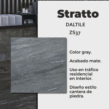Piso Antiderrapante Stratto Gray Daltile 60.5x60.5 cm