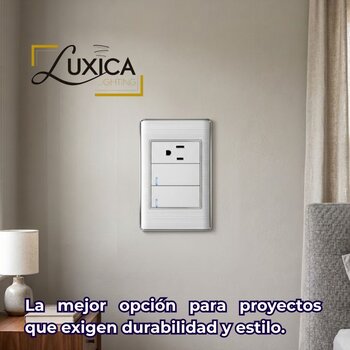 Placa Con 2 Apagadores Sencillo y 1 Contacto Color Blanco Luxica