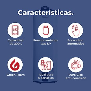 Calentador de Depósito Calorex Maximus 200 L Gas LP