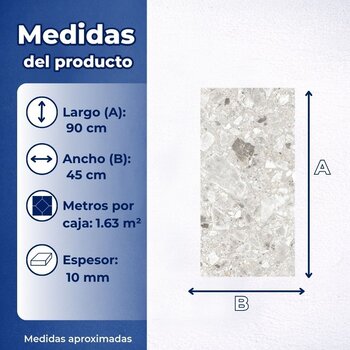 Piso Tipo Piedra Terrazo Cesantoni 45 x 90 cm Rectificado