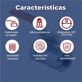 Válvula Esfera Roscable 013 mm 1/2 Urrea instalaciones de agua