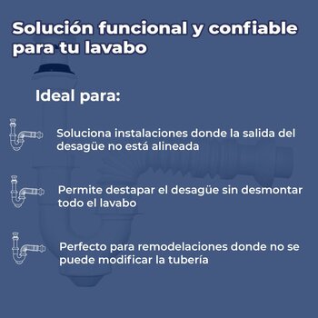 Trampa Para Lavabo PVC Flexible con Contra Tipo P