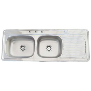 Fregadero marca Eb Técnica 144 x 54 cm 2 Tinas 1 Escurridor